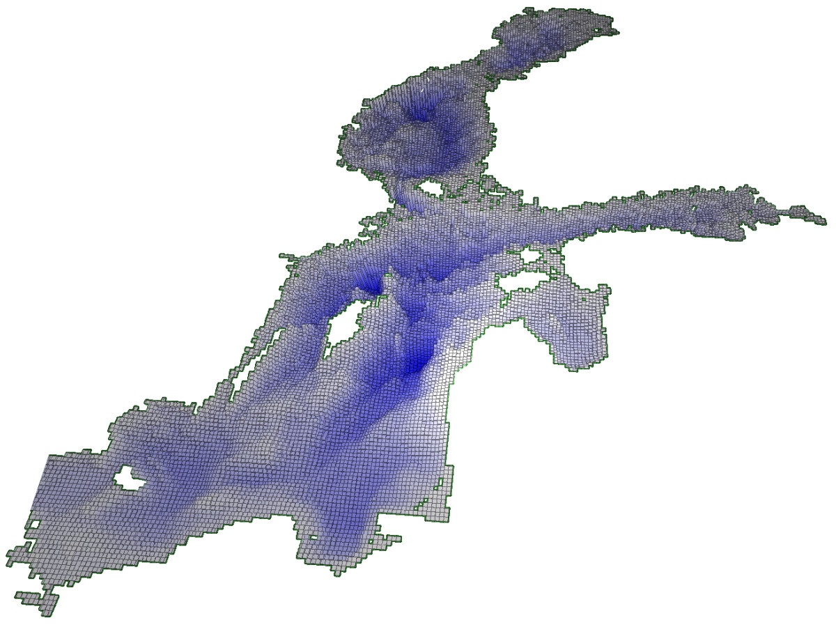 Illustration of the Baltic sea showing the depth of different areas.