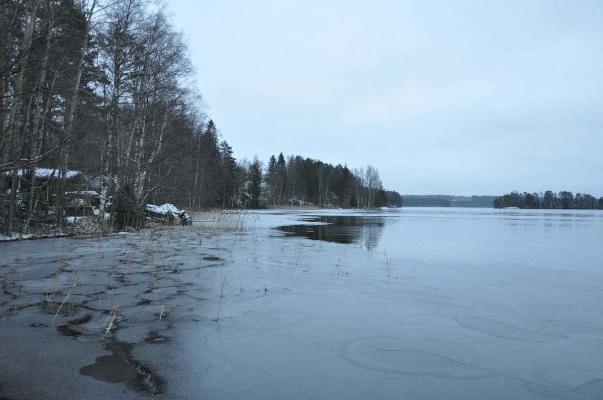 Autumn view with some ice formation.