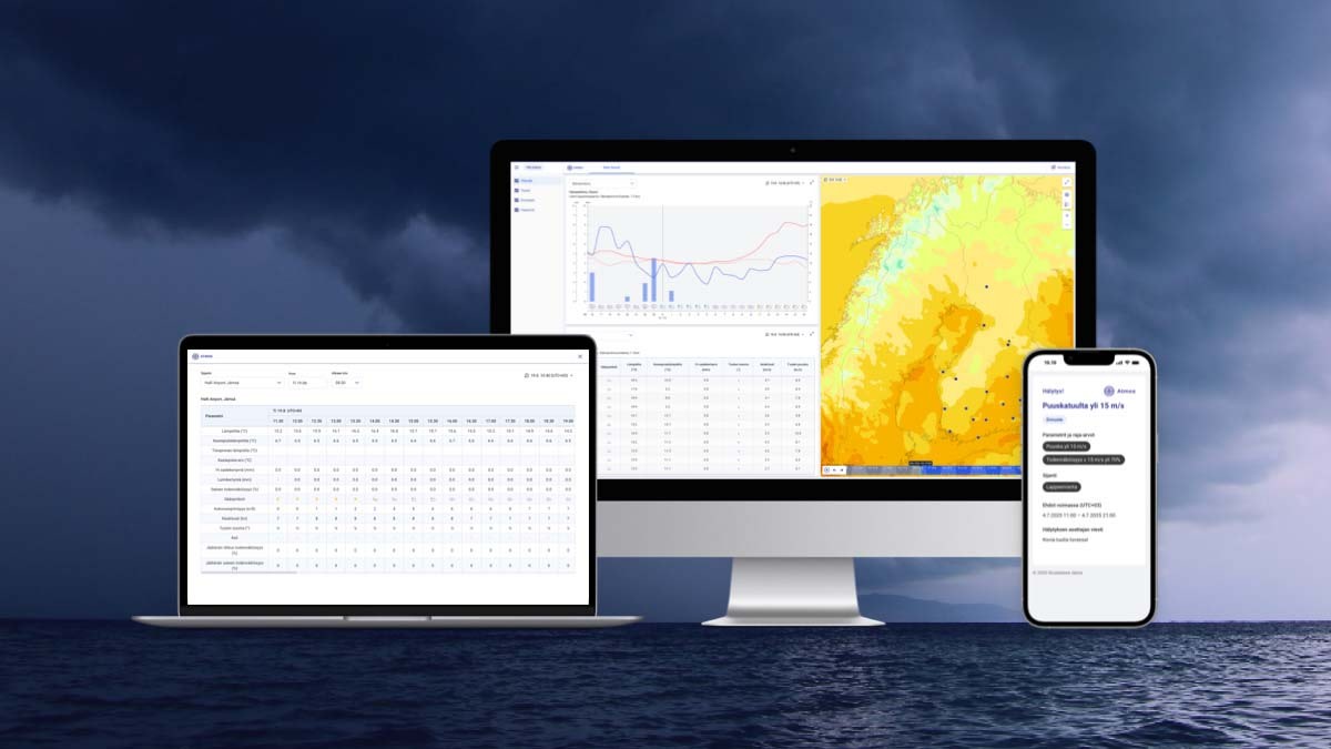Example images from the Atmos portal, demonstrating usability on both large screens and mobile devices.