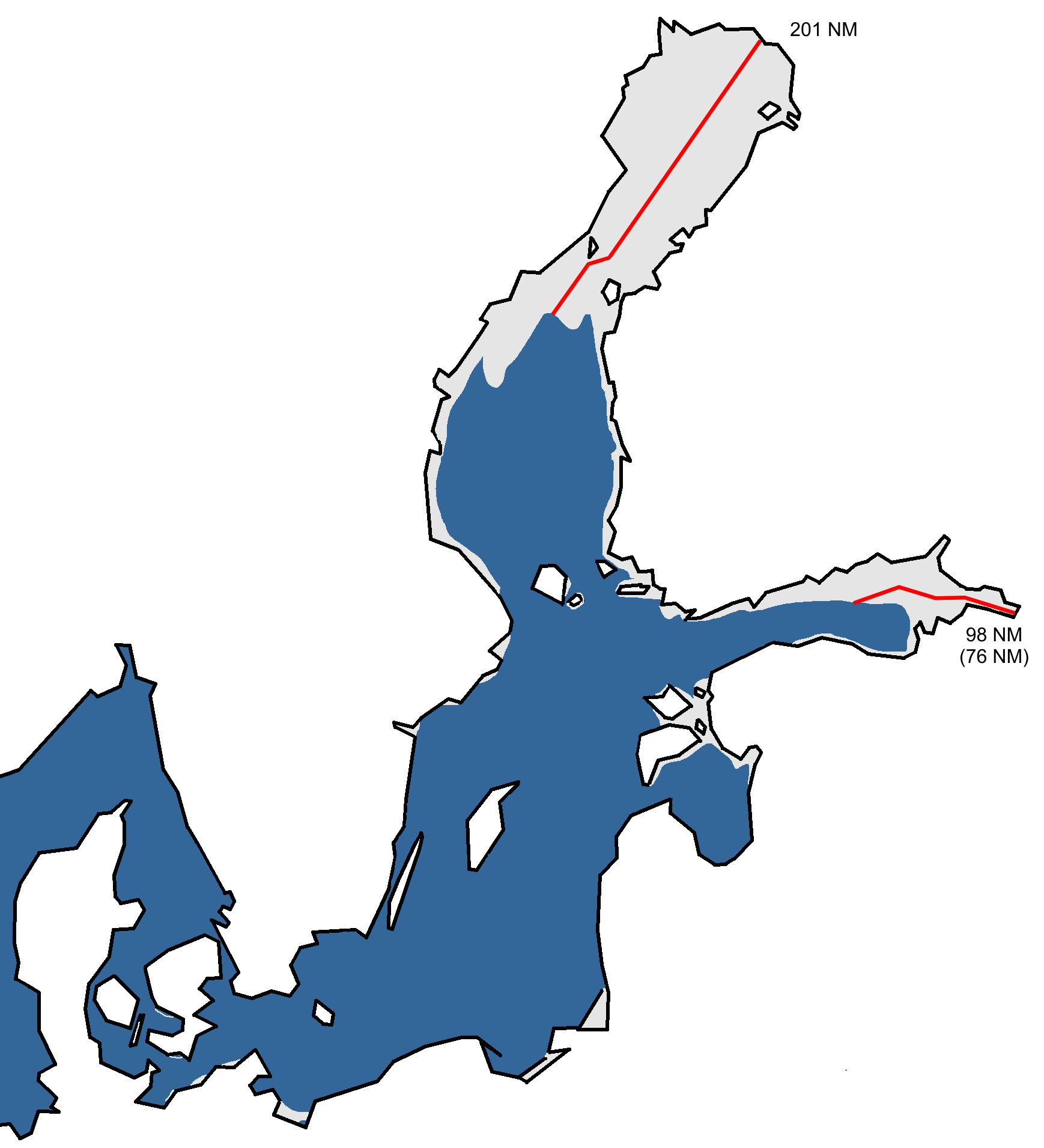 Maximum ice extent chart 2025. There is ice in the Bay of Bothnia, in the Quark, in the eastern Gulf of Finland and along the coasts.