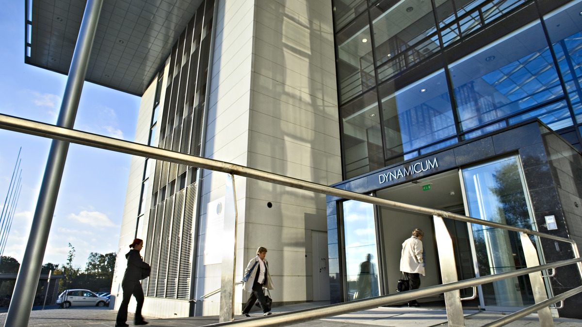 People entering a building.