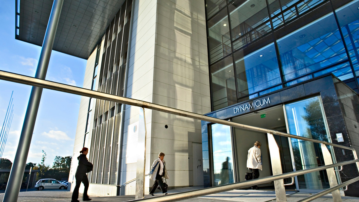 People entering a building.