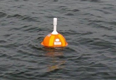 Orange buoy in the sea.